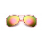 Pink Oversized Pilot Rider Aviator Mirror Polarized Lens Sunglasses